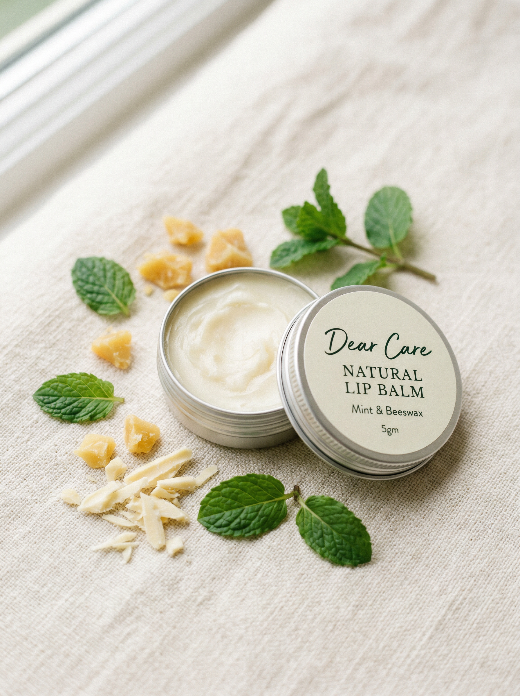 Dear Care Natural Lip Balm with mint and beeswax